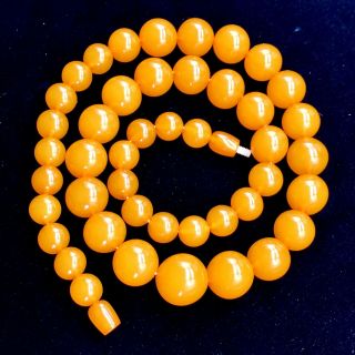 Vintage Baltic Butterscotch Amber Russian Necklace Graduated Round Beads 70 gm. 2