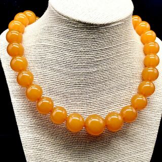Vintage Baltic Butterscotch Amber Russian Necklace Graduated Round Beads 70 gm. 3