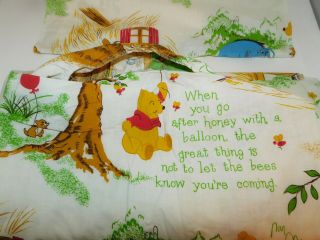 Vintage Sears Winnie The Pooh & Friends Twin Bed Sheets Flat & Fitted