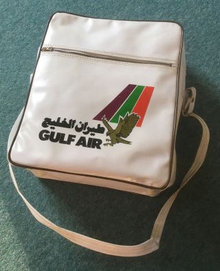 Vintage Gulf Air Airlines White Shoulder Travel Bag (rare) P,  P
