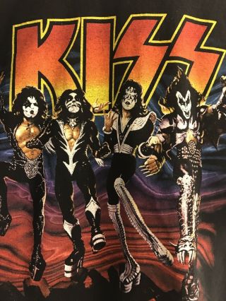 Vintage Kiss 90s Destroyer 20th Anniversary Tour Double Sided Shirt L Large 1996