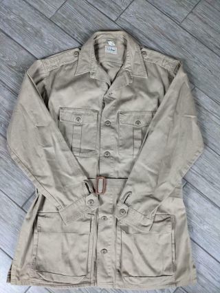 Vintage Ll Bean Khaki Safari Hunting Shooting Xl Belted Shirt - Jac Jacket