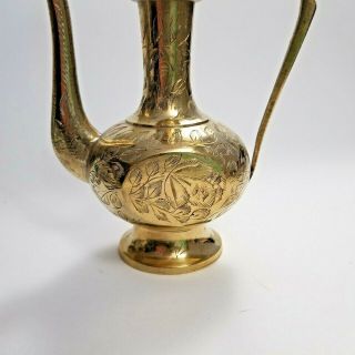 Exquisite Antique Ornate Brass Teapot or Coffee Pot Made in India 3