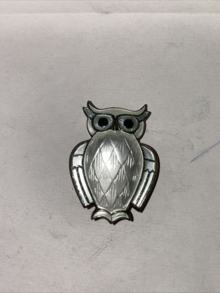 Enamel Owl By David Andersen 925 Sterling Silver Brooch Vintage White
