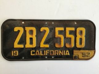 1952 1951 California License Plate Tag