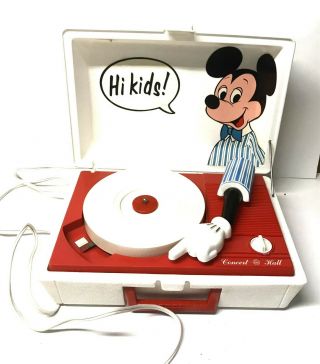 Mickey Mouse Vintage " Concert Hall " Record Player 1967 By Interstate Industries