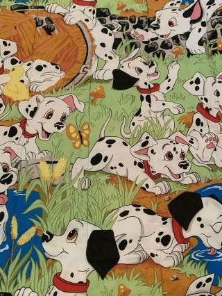 Vtg Disney 101 Dalmations Twin Size Comforter Blanket Reversible Dogs Colorful