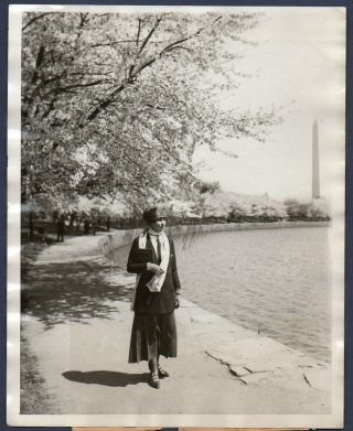 Mrs Calvin Coolidge Cherry Blossoms Washington Dc 1926 Vintage Press Photo