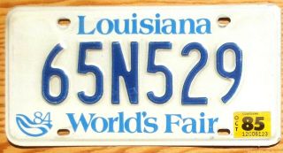 1985 Louisiana License Plate Number Tag – World’s Fair