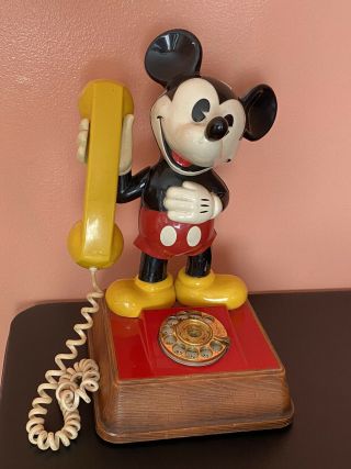 Vintage 1976 The Mickey Mouse Landline Rotary Dial Telephone Walt Disney