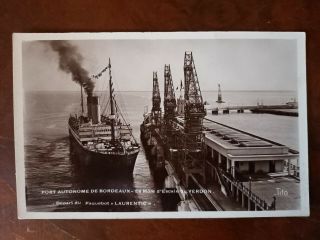 White Star Line Laurentic Ii Leaves Bordeaux Sept 1935 Rare Postcard