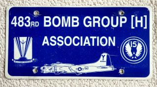 Wwii Vetran 483rd Bomb Groupe [h] Association License Plate B - 17 World War Ii
