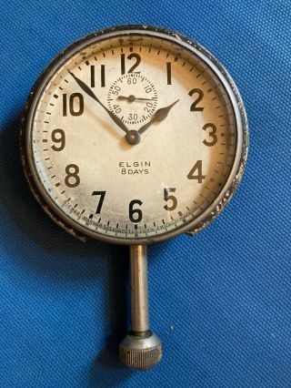 Antique Elgin 8 Day Long Stem Car Clock Automobile Dash Wind Up Parts / Repair