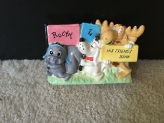 Vintage Ceramic Rocky And Bullwinkle His Friends Bank