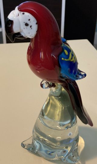 Art Glass Parrot Bird 11” Tall Figurine Statue Paperweight