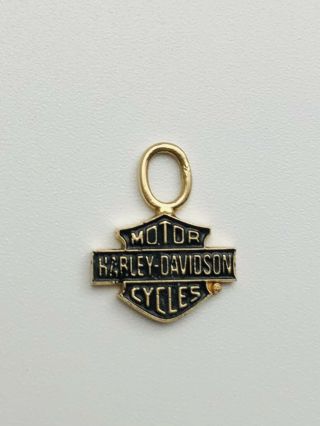 Authentic Harley Davidson 10k Yellow Gold & Black Enamel Charm Pendant