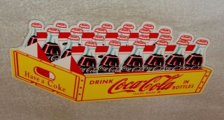 Vintage Drink Coca Cola In Bottles 24 Pack Die - Cut Case 12 " Metal Soda Pop Sign