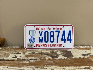 Rare Pennsylvania 2016 Vietnam War Veteran License Plate - Expired - Vw 08744