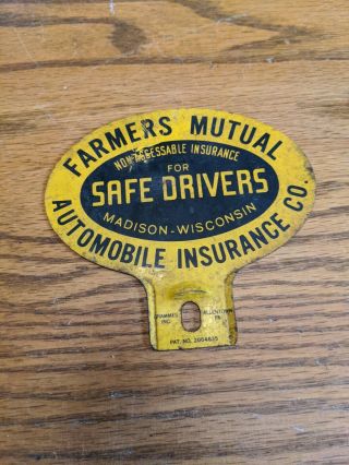 Farmers Mutual Safe Drivers Madison Wi Automobile License Plate Topper Insurance