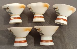Vintage Hand Painted Kutani Sake Cups - Set of 5 3