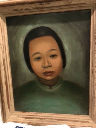 Vtg 60s Chinese Lady Orig Oil Painting Framed Signed James Calder Detroit Museum