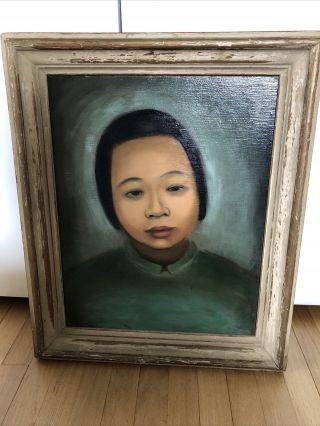 Vtg 60s Chinese Lady Orig Oil Painting Framed Signed James Calder Detroit Museum 2