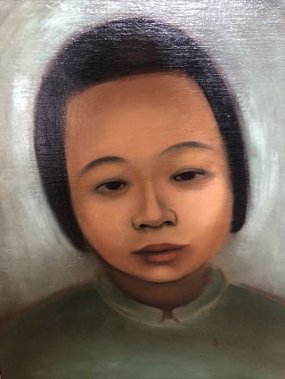 Vtg 60s Chinese Lady Orig Oil Painting Framed Signed James Calder Detroit Museum 3