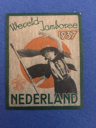1937 Boy Scout World Jamboree Netherlands Stamp Decal Bsa Vintage Scouting Dutch