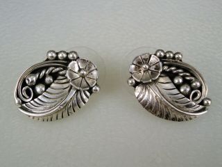 Vintage Navajo Sterling Silver Squash Blossom Earrings Signed