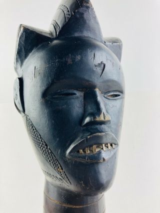 Vintage Ebony Wood Carved African Statue Figure Man Tribal Warrior 16.  5 " Tall