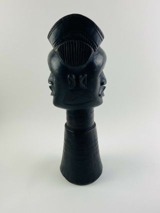 Vintage Ebony Wood Carved African Statue Figure Man Tribal Warrior 16.  5 