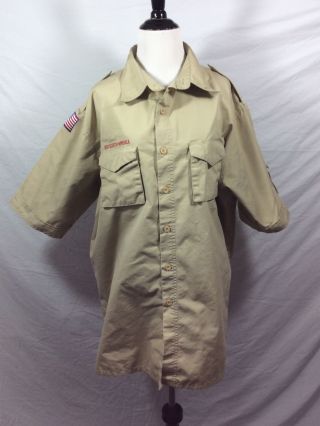 Mens Boy Scouts Bsa Beige Uniform Shirt Short Sleeve No Patches Xl Extra Large