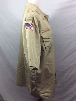 Mens Boy Scouts BSA Beige Uniform Shirt Short Sleeve No Patches XL Extra Large 2