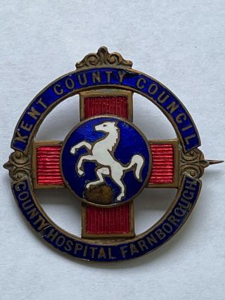 Farnborough County Hospital Kent County Council Vintage Enamel Badge