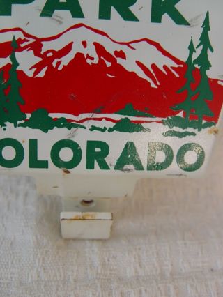Vintage Estes Park Colorado 2 - Piece Painted Metal Souvenir License Plate Topper 2