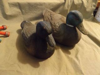 2 Vintage Signed General Fibre Co Duck Decoy Sporting Hunting