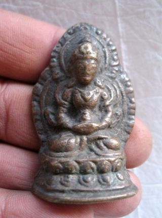 Buddha Statue Lucky Chinese Buddhism Pure Brass Bronze Sakyamuni Buddha