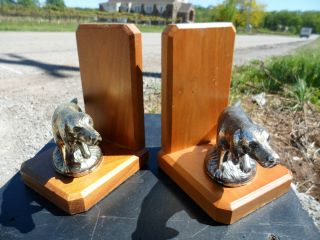 Vintage English Setter Puppy Dog Wood Wall Art Book Ends Horizon Canada