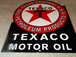 Vintage Texaco Petroleum Products 11 3/4 " Metal Texas Company Gasoline Oil Sign