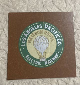 Los Angeles Pacific Electric Railway Logo Square Board - Balloon Route 1900 - 1915