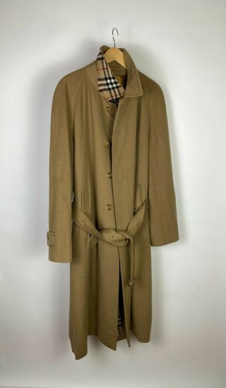 Men`s Burberrys Vintage Alpaca Wool Brown Coat Size L