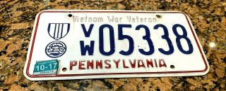 Pennsylvani Vietnam War Veteran License Plate Vw 05338