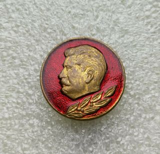 Generalissimo Joseph Stalin Soviet Ussr Russia Very Rare Bronze Enamel Badge Pin