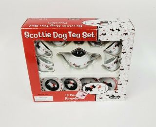 Scottie Dog Tea Set 13 Piece Porcelain Set