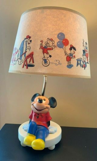 Vintage Walt Disney Mickey Mouse Minnie Goofy Child Nursery Night Light Lamp