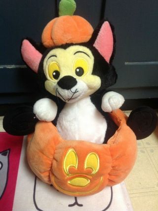 Disney Parks Pinocchio Figaro Cat In Pumpkin Plush Toy Set Halloween Rare