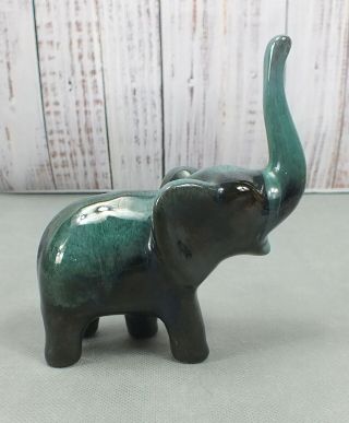 Vintage Blue Mountain Pottery Figurine Elephant With Trunk Raised Canada