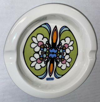 Vintage Peter Max Iroquois China Psychedelic Pop Art Ashtray Green Butterfly Mcm