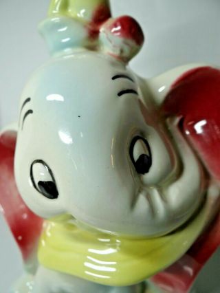 Vintage Walt Disney Dumbo Baby Elephant Ceramic Still Coin Bank 7 "