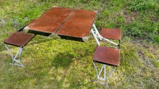 Vintage K & S Fold Out Picnic Table Made In Pasadena Camping Folding Beach Gear